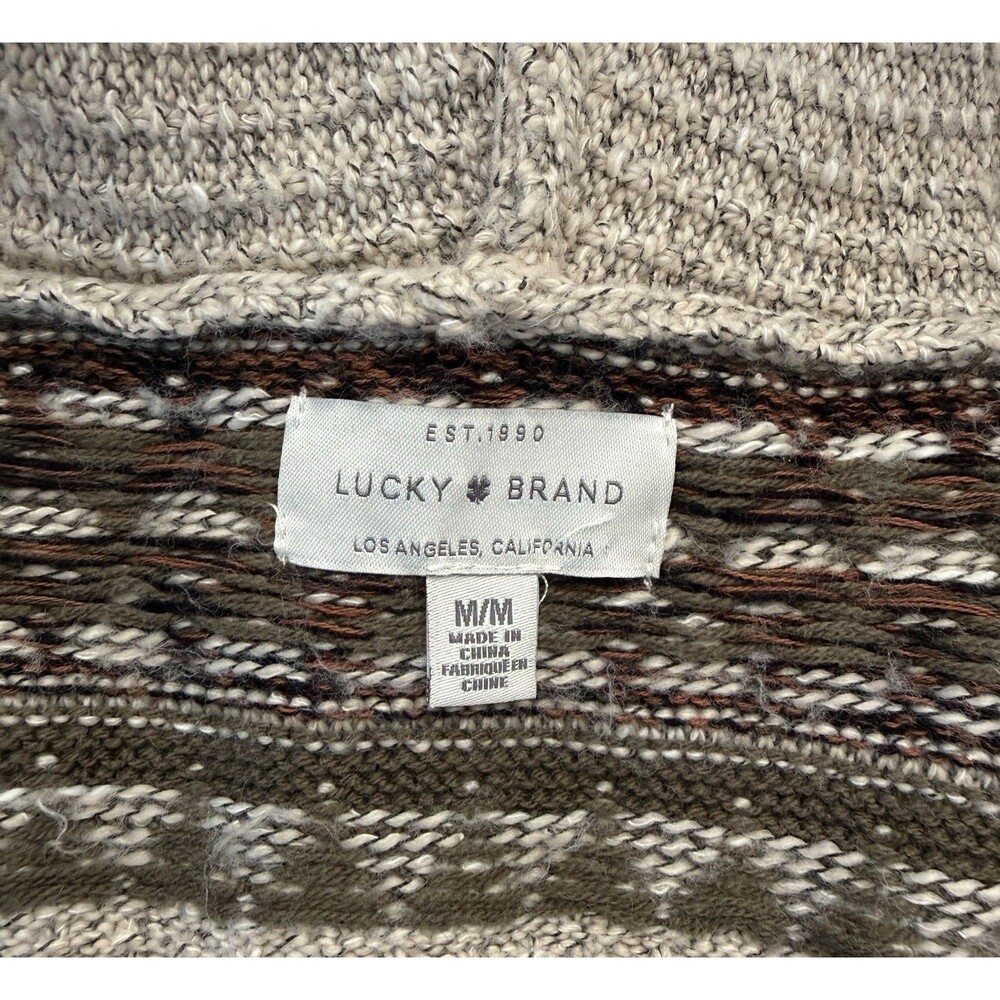 Lucky Brand Women’s M Aztec Southwest Boho Long Open Cardigan Sweater Cabincore - Picture 3 of 9